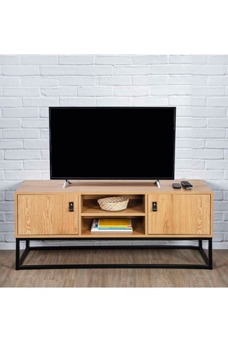 Mueble de TV de 2 puertas - Natural y negro