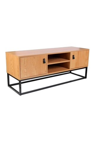 Mueble de TV de 2 puertas - Natural y negro