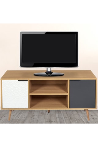 Mueble de TV - Blanco y natural