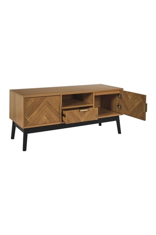 Mueble de TV de 2 puertas de madera y pino Felix - 110 x 48 x 40 cm