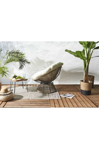 Sillón Cancun - Blanco y natural - Tapizado de tela impermeable