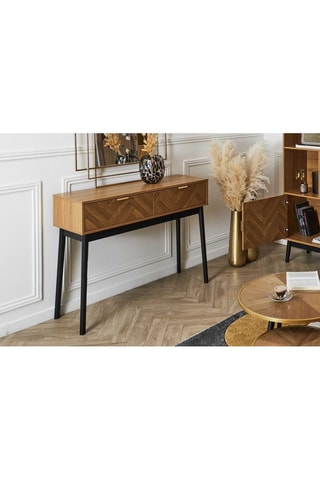 Consola de 2 cajones de madera y pino Felix - 100 x 80 x 35 cm