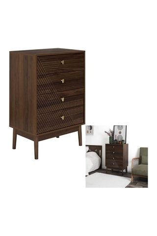 Cómoda de 4 cajones de pino Tiffany - 60 x 90 x 40 cm