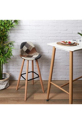 Taburete Patchwork - Marrón y beige