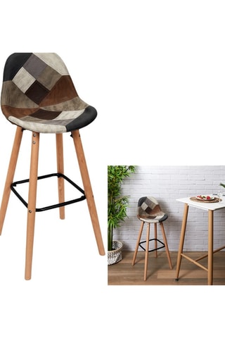 Taburete Patchwork - Marrón y beige