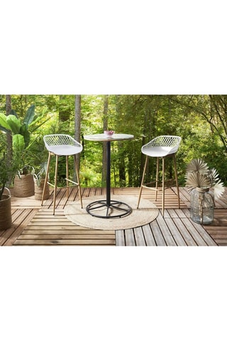 2 taburetes Málaga - Blanco e imitación madera