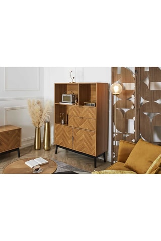 Aparador de 2 puertas de madera y pino Felix - 100 x 140 x 35 cm