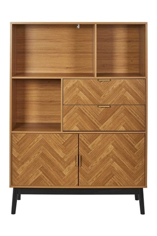 Aparador de 2 puertas de madera y pino Felix - 100 x 140 x 35 cm