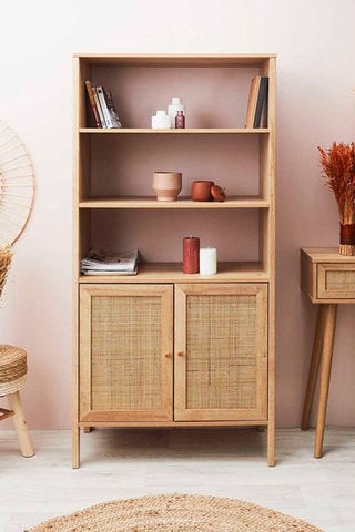 Aparador de 2 puertas Bali - Beige y natural