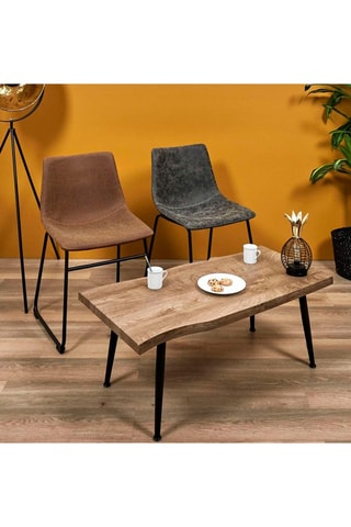 Mesa de centro - Negro e imitación madera