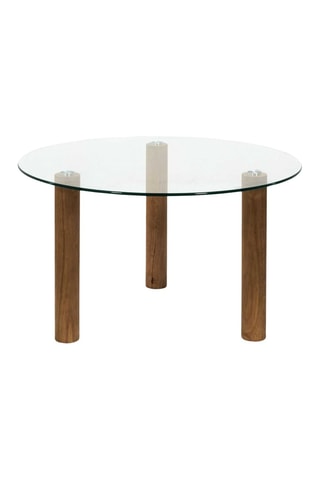 Mesa de centro de vidrio y madera de caucho Clara - 75 x 45 x 75 cm