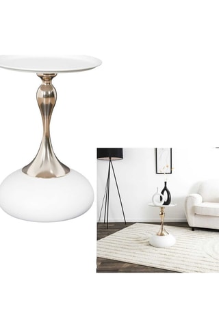 Mesa auxiliar Portobello - Blanco y dorado