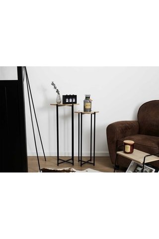 Mesa auxiliar de madera Loka - 30 x 82 x 30 cm y 25 x 72 x 26 cm