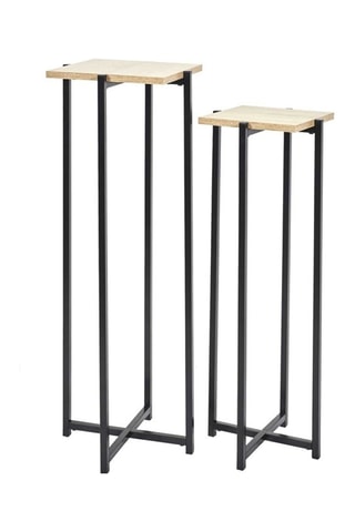 Mesa auxiliar de madera Loka - 30 x 82 x 30 cm y 25 x 72 x 26 cm