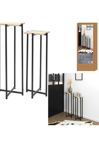 Mesa auxiliar de madera Loka - 30 x 82 x 30 cm y 25 x 72 x 26 cm