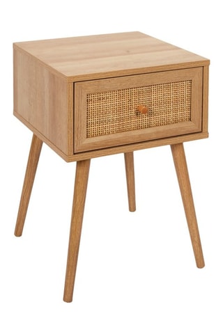 Mesilla de noche de madera y ratán Bali - 39 x 39 x 55,4 cm