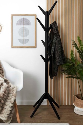 Perchero de 8 colgadores de madera - Negro