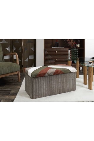 Banco con arcón de madera Scott - Beige - Tacto aterciopelado