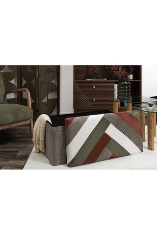 Banco con arcón de madera Scott - Beige - Tacto aterciopelado