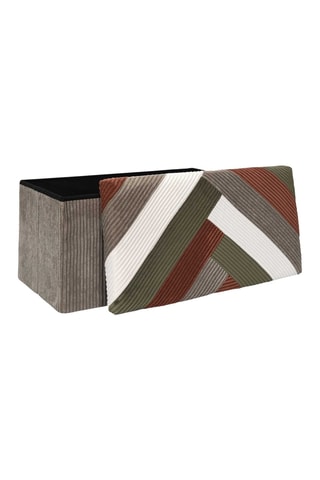 Banco con arcón de madera Scott - Beige - Tacto aterciopelado