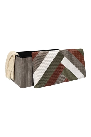 Banco con arcón de madera Scott - Beige - Tacto aterciopelado