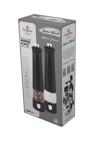 2 moulins à poivre et sel électriques en acier inoxydable Matte Black Collection