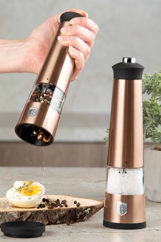 Moulin à poivre et à sel électrique en acier inoxydable et céramique Metallic Line Rose Gold Edition