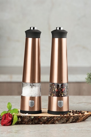 Moulin à poivre et à sel électrique en acier inoxydable et céramique Metallic Line Rose Gold Edition