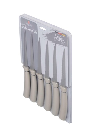 6 couteaux à steak en acier inoxydable Aspen Collection - 11,5 cm