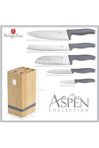 Bloc de 5 pièces en acier inoxydable et bambou Aspen