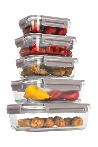 5 Borosilicaatglazen Bewaarbakjes met BPA-vrij Kunststoffen Deksel - 37 tot 152 cl