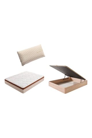 Pack colchón Rel Bio Confort, canapé de madera y almohada - 25 cm