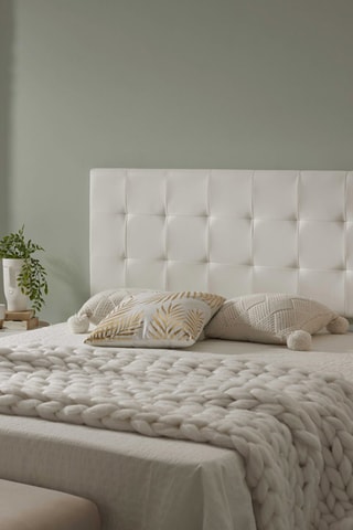 Grenenhouten Gecapitonneerd Hoofdbord om op te hangen - Wit