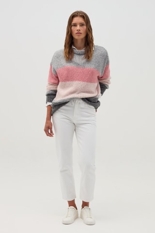 Pull - Gris chiné et rose