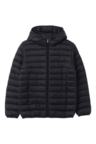 Gewatteerde jas met capuchon - Zwart