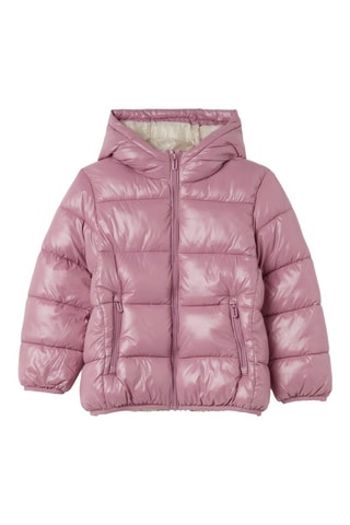 Gewatteerde jas met capuchon - Roze