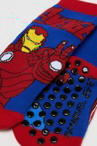 Biologisch Katoenen Antislipsokken Captain America en Iron Man Avengers Marvel - Rood