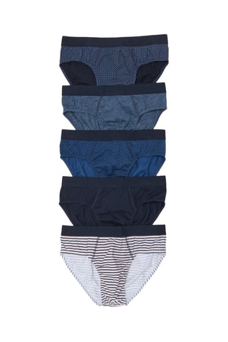 5 slips en coton biologique - Bleu