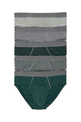 5 slips en coton biologique - Vert foncé et gris chiné