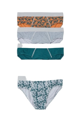 5 slips en coton biologique - Vert foncé et blanc