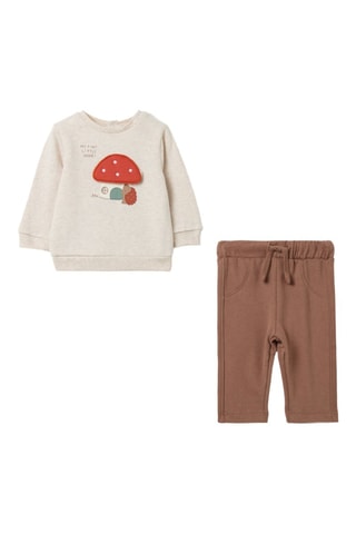 Biologisch Katoenen Sweater en broek - Beige en Bruin