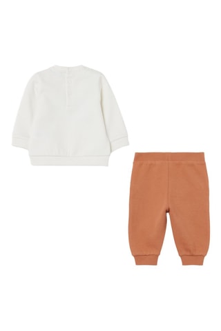 Biologisch Katoenen Sweater en Joggingbroek - Wit en Bruin