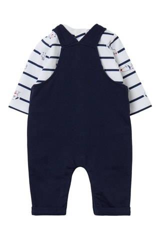 Biologisch Katoenen T-shirt en Tuinbroek - Marineblauw en Wit