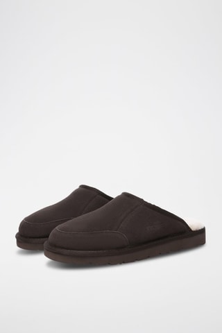 Pantoufles fourrées en nubuck Lark  - Marron