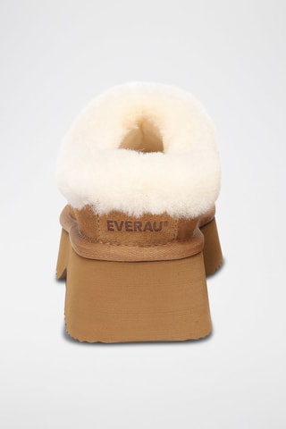 Sabots fourrés plateformes en cuir de mouton Savanna  - Marron
