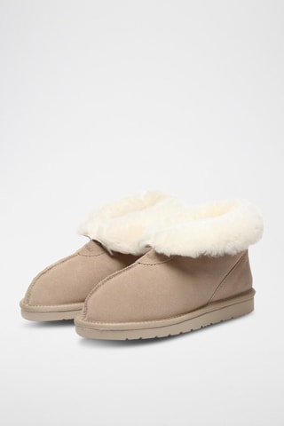 Bottines fourrées en nubuck Owl  - Beige
