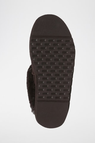 Pantoufles fourrées en cuir de mouton nubuck Magpie  - Marron