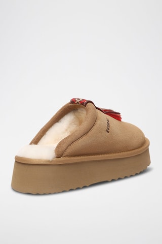 Sabots fourrés plateformes en nubuck Caspian  - Marron