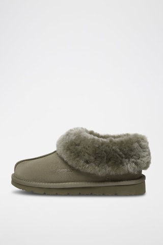 Pantoufles fourrées en nubuck Ibis  - Vert