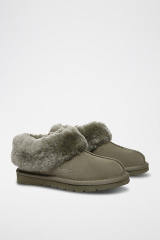 Pantoufles fourrées en nubuck Ibis  - Vert